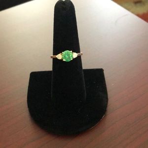 Ring, 14k gold setting, simulated stones sz 6 3/4”